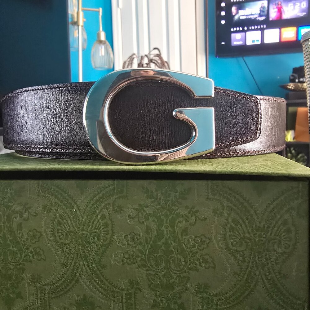 Authentic GUCCI Vintage Reversible Leather Belt - Brown/Black Size: 85/34